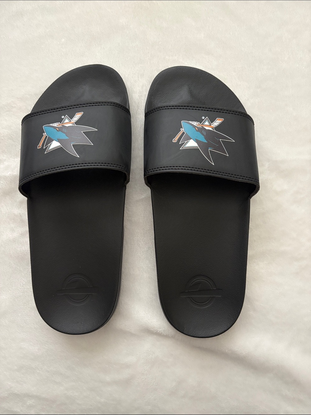 Men's Black Slide Sandals with Shark Logo